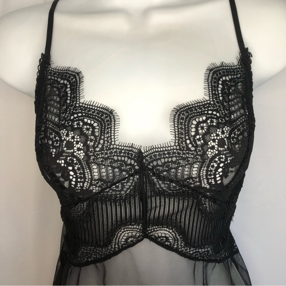 Victoria’s Secret Black Lace Babydoll Nighty NWT - Picture 2 of 10
